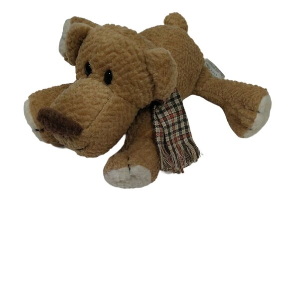 Soft Dreams Brown Dog Puppy Brown With Plaid Scarf Stuffed Animal Plush Toy 6 in - Picture 2 of 5